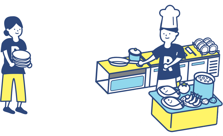 料理人｜まかないづくりイラスト