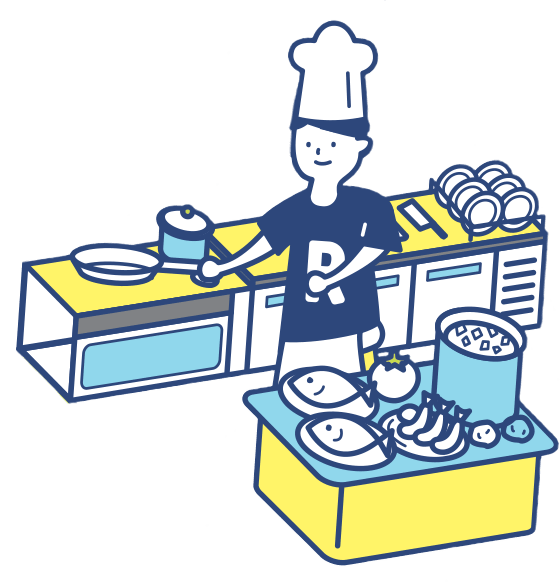 料理人｜まかないづくりイラスト
